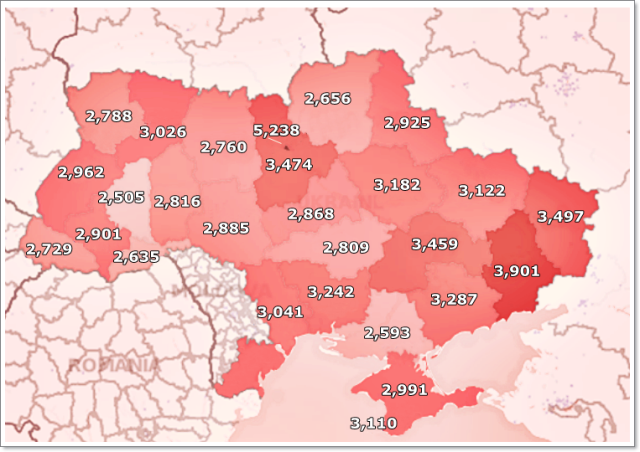 Econ monthly salary average by regions 2013
