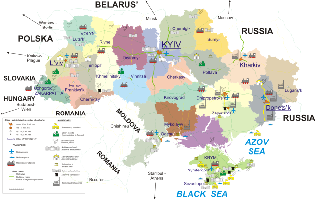 Political map Ukraine regions